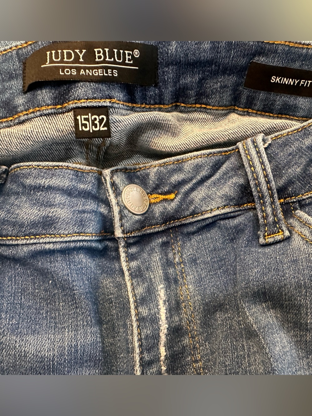Judy Blue Skinny Fit Medium Blue Denim Distressed Wash High Rise Jeans Size 15 - Picture 5 of 6